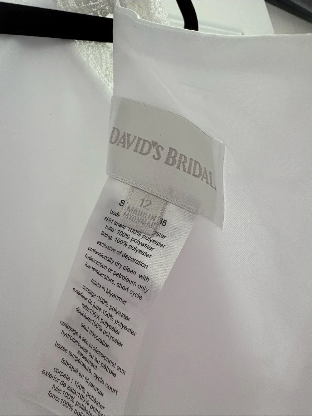David's Bridal White Girls' Tulle Lace Strap Dress - Picture 7 of 7